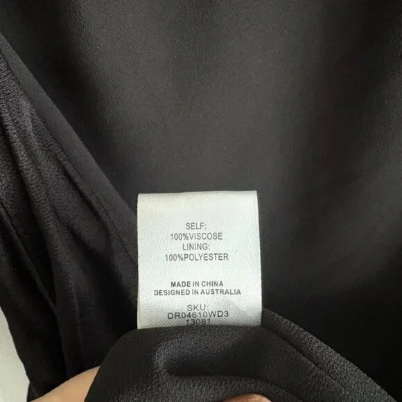 Meshki Davina Satin Black Long Bell Sleeve Mini Dress Black Size XS - Picture 10 of 10